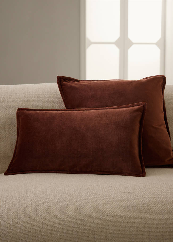 Velvet-effect cushion cover 30x50 cm — Russet