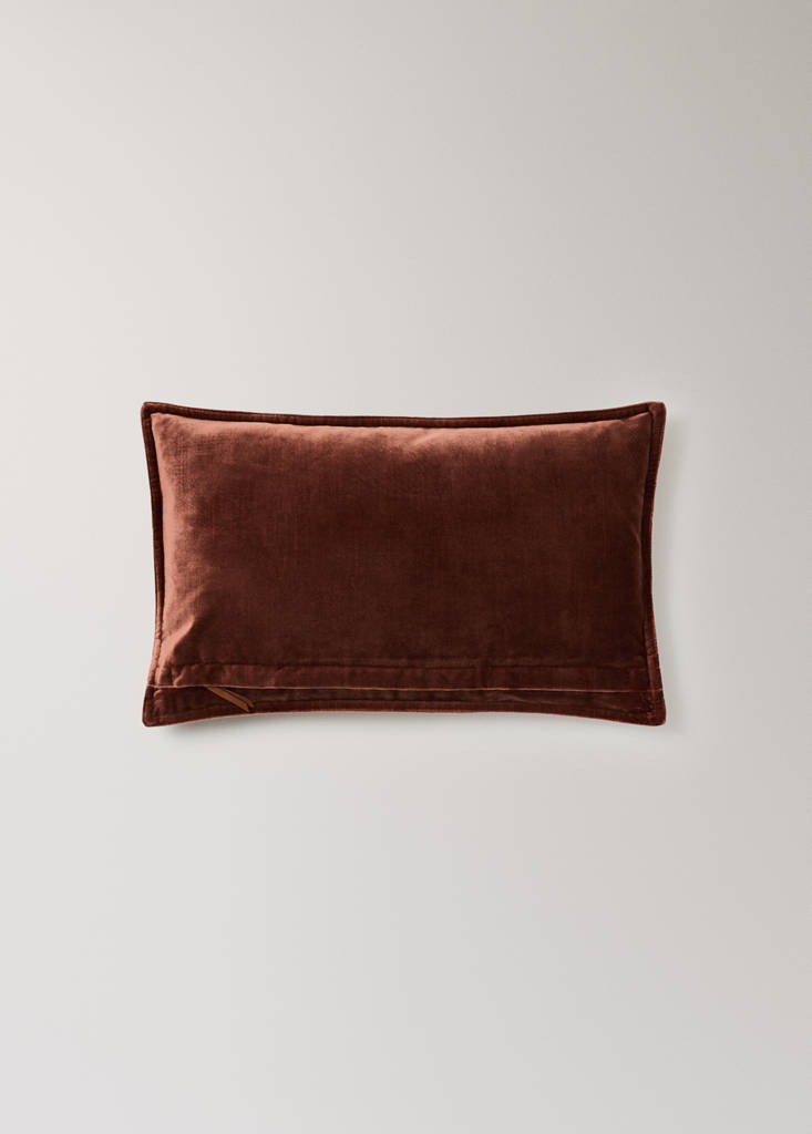 Velvet-effect cushion cover 30x50 cm — Russet