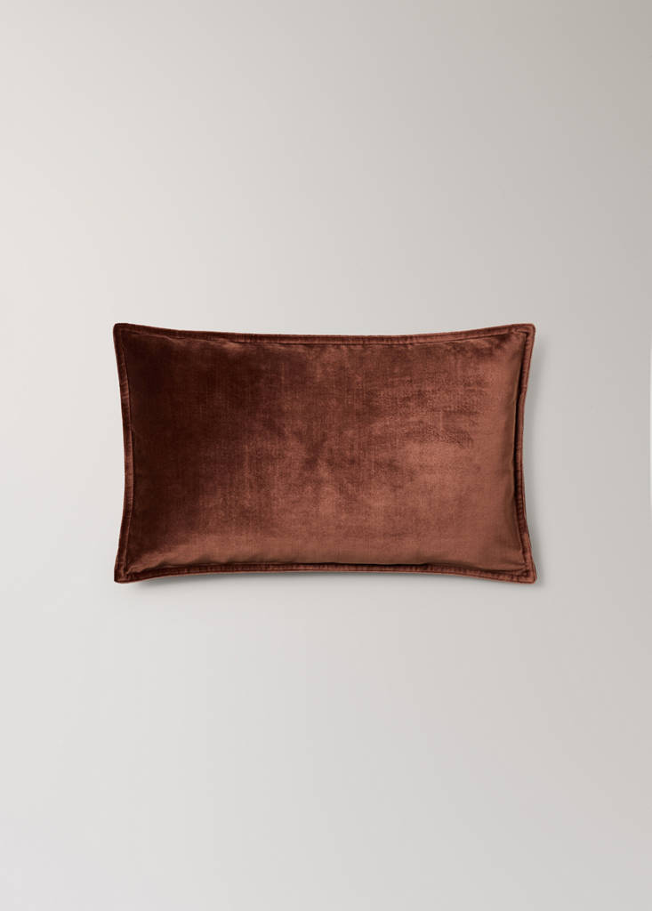 Velvet-effect cushion cover 30x50 cm — Russet