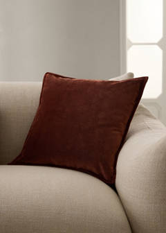 Velvet-effect cushion cover 45x45 cm — Russet 1
