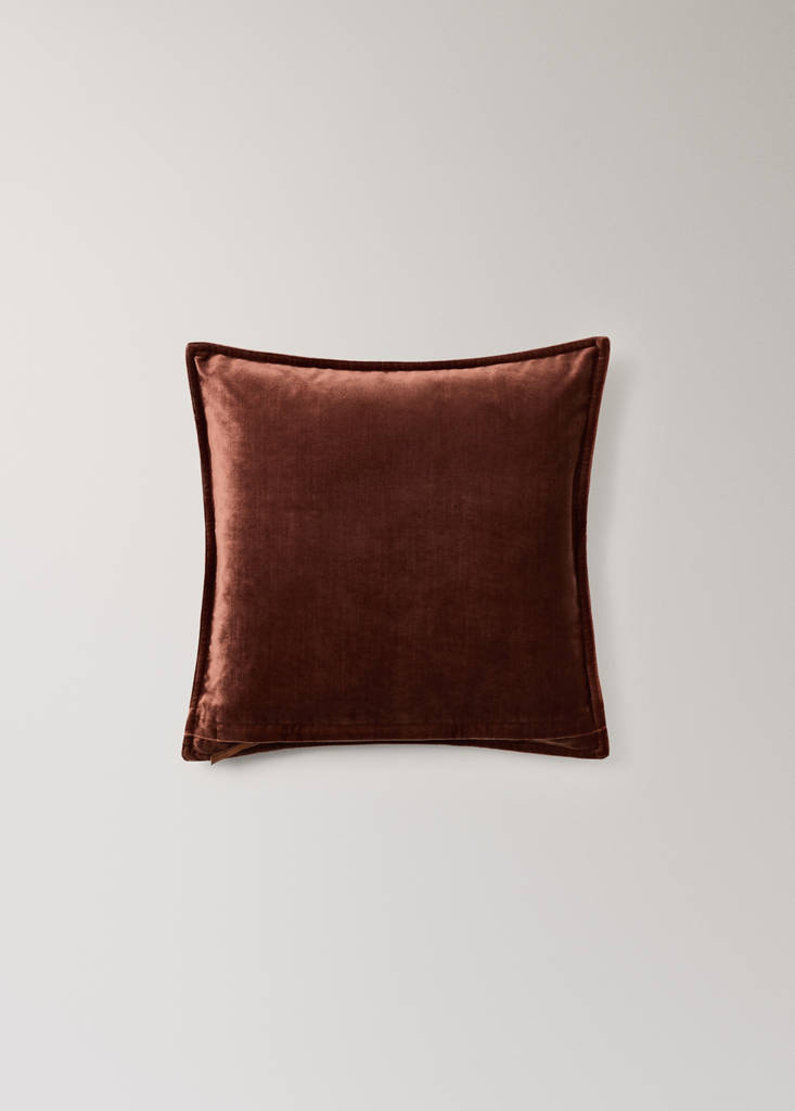 Velvet-effect cushion cover 45x45 cm — Russet