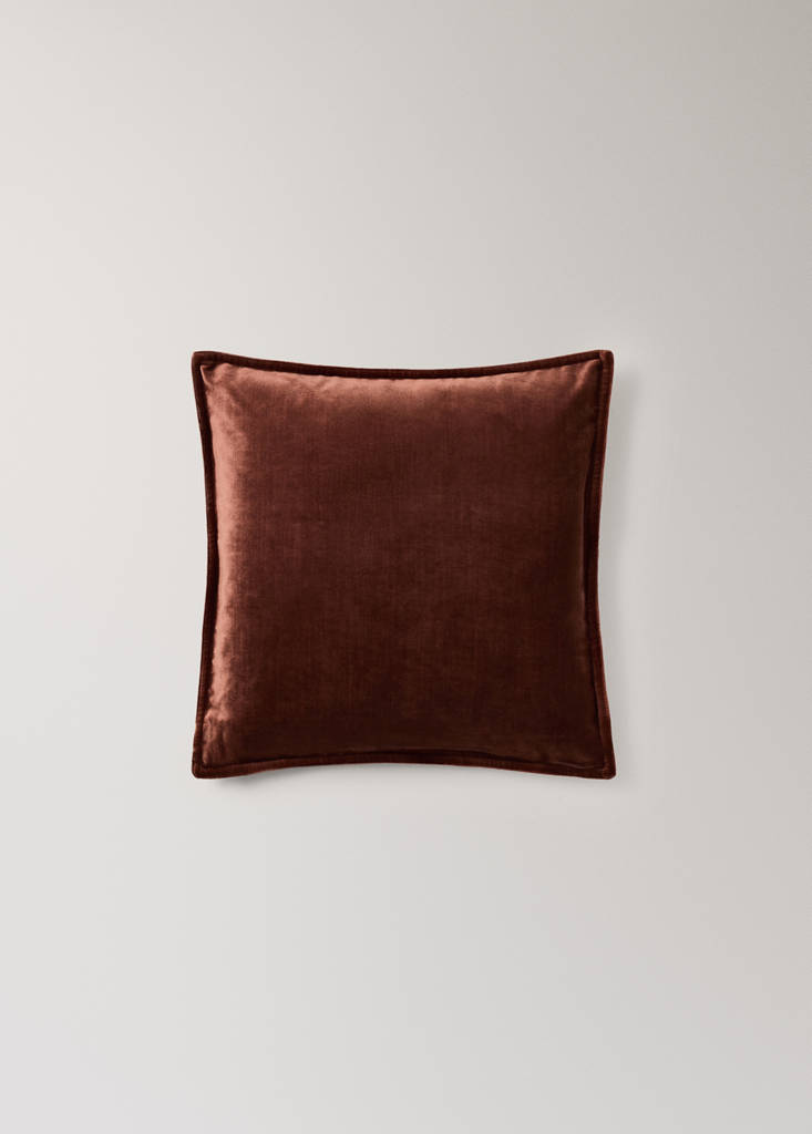 Velvet-effect cushion cover 45x45 cm — Russet