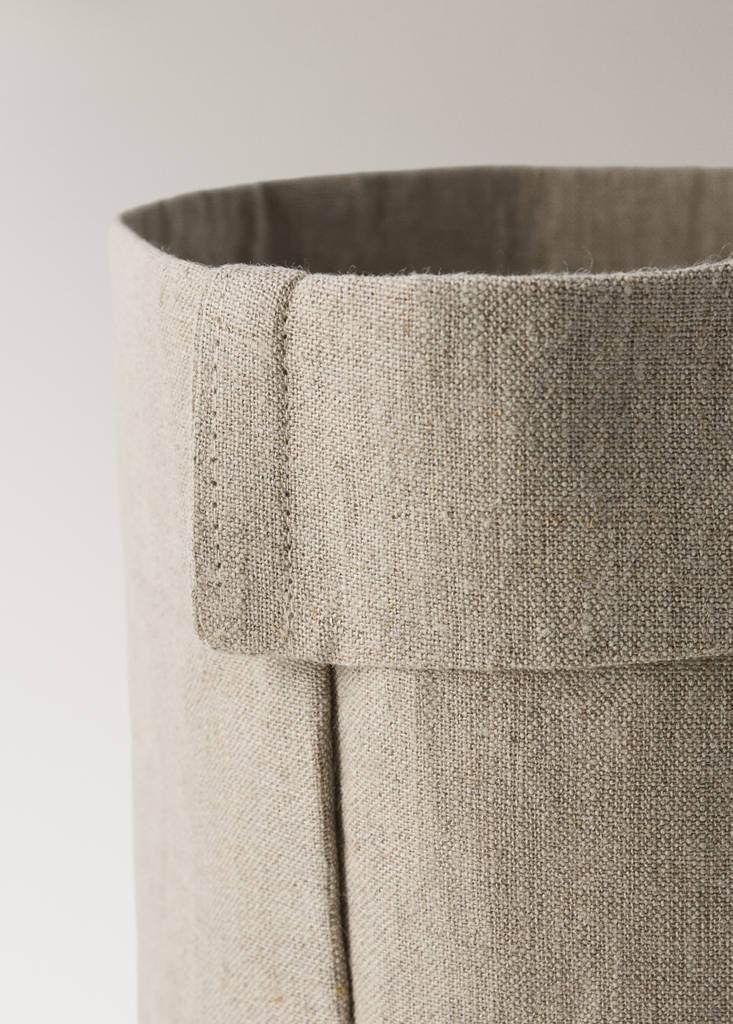 Washed linen Panama basket — Light/Pastel Brown