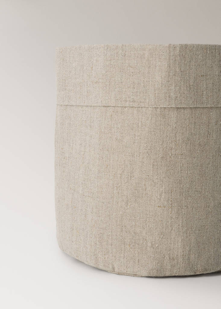 Washed linen Panama basket — Light/Pastel Brown