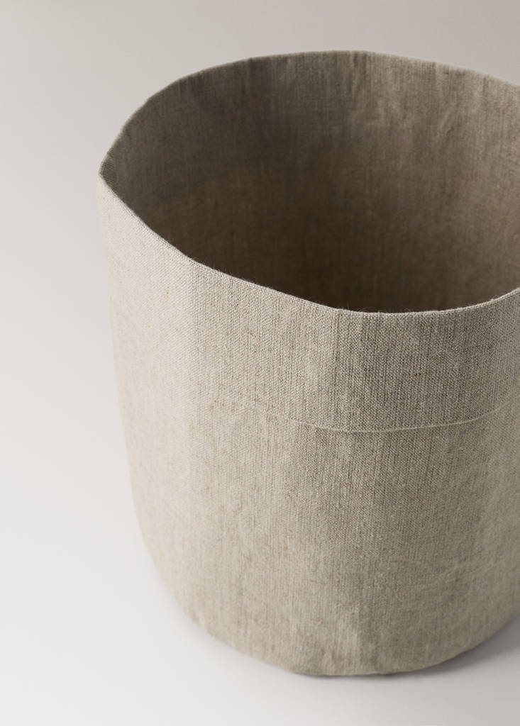 Washed linen Panama basket — Light/Pastel Brown