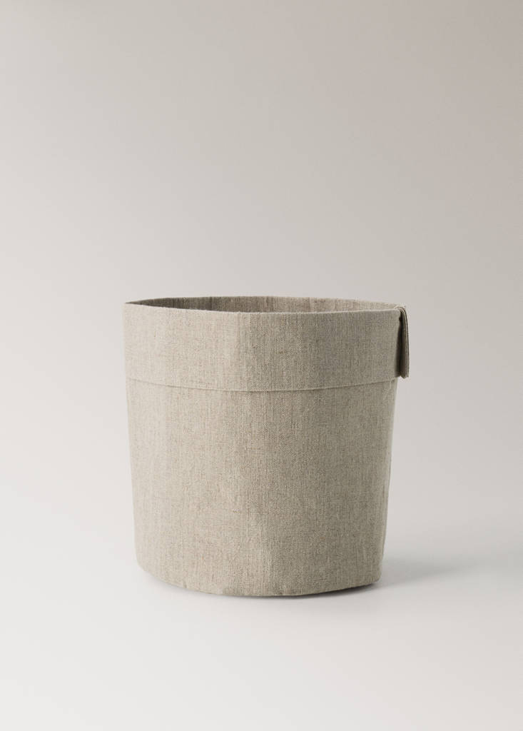 Washed linen Panama basket — Light/Pastel Brown