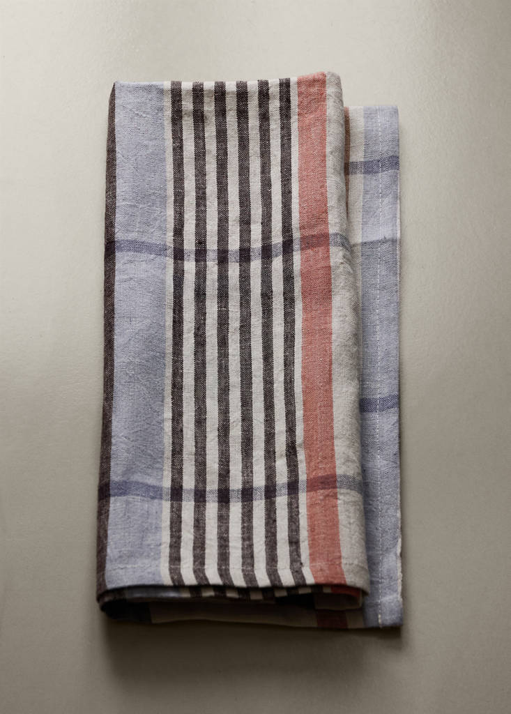 Linen check tea towel — Light/Pastel Grey