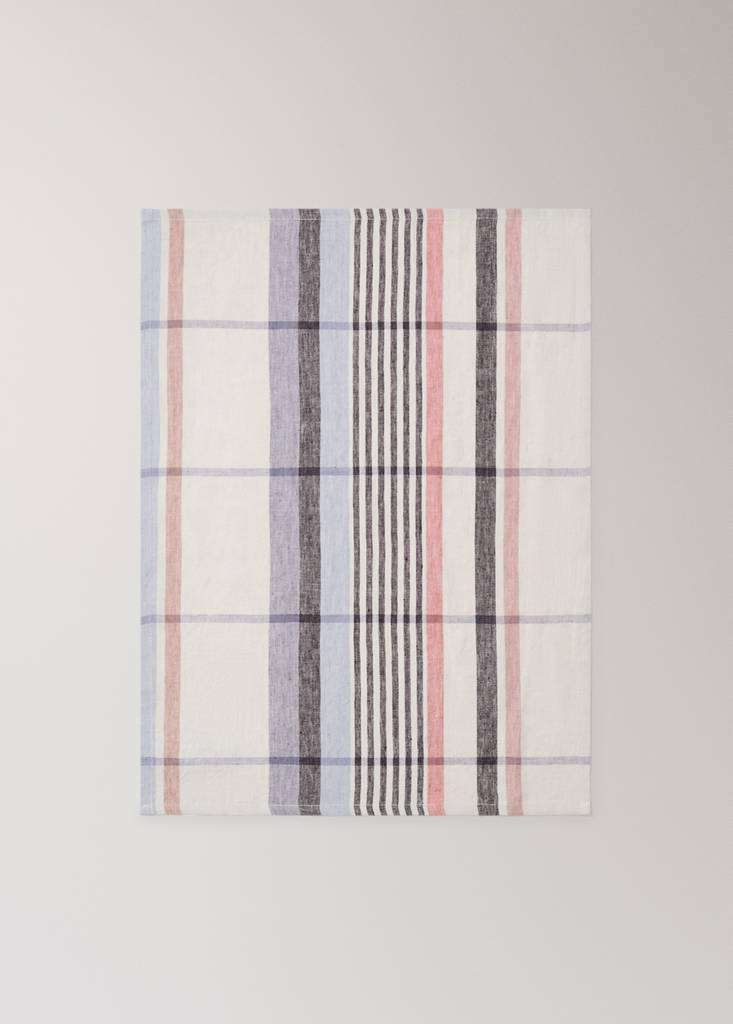 Linen check tea towel — Light/Pastel Grey