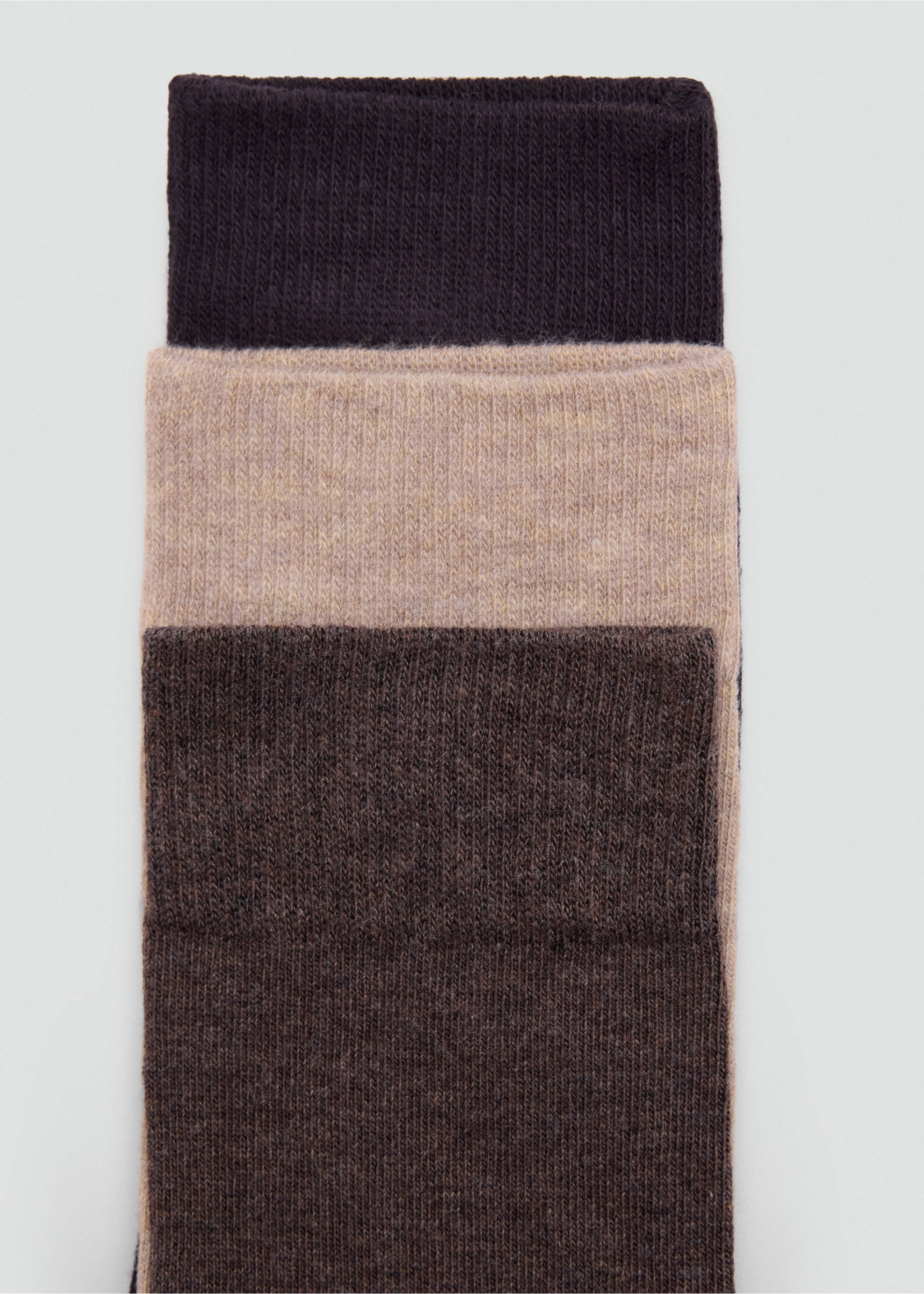 3-pack long cotton socks - Details of the article 8, Brown. Ref: 37011480-00.