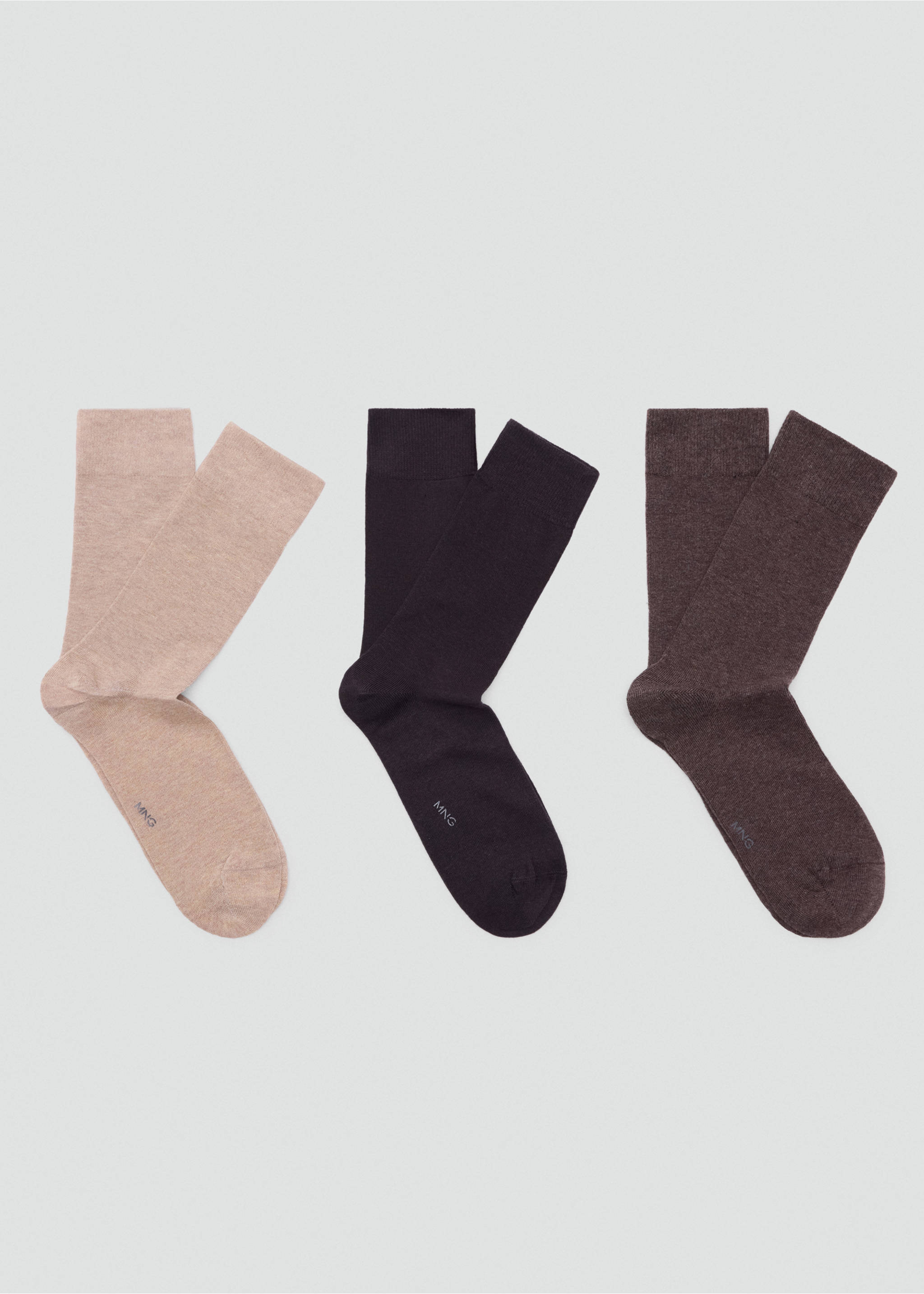 3-pack long cotton socks - Article without model, Brown. Ref: 37011480-00.