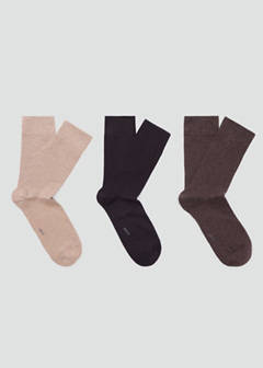 3-pack long cotton socks — Brown 1
