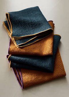 Cotton waffle overlocked kitchen towels — Curry 1
