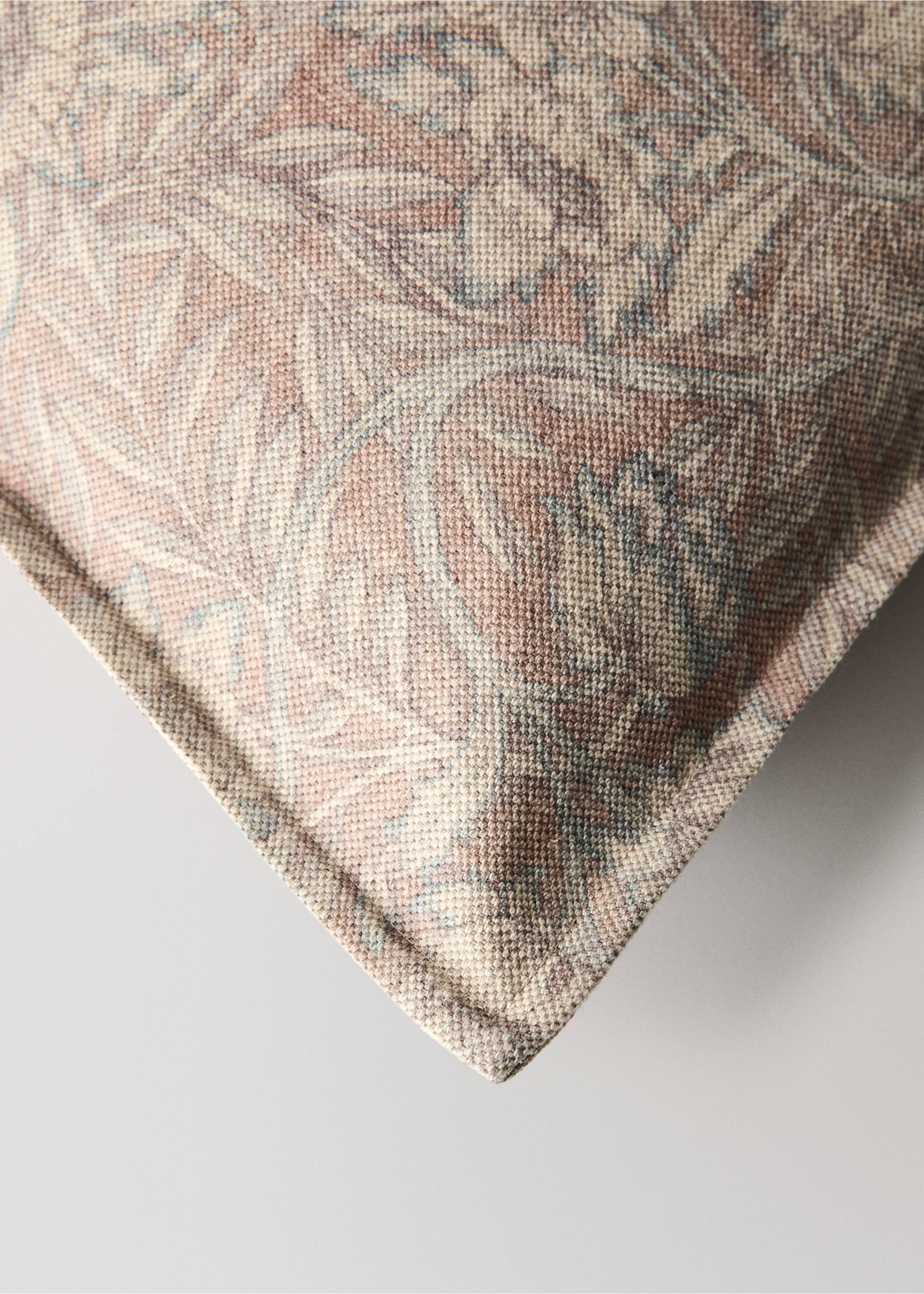 Housse de coussin en coton et lin imprimé fleuri 40 x 60 cm - Détail de l'article 1, Rose. Ref: 37011485-00.