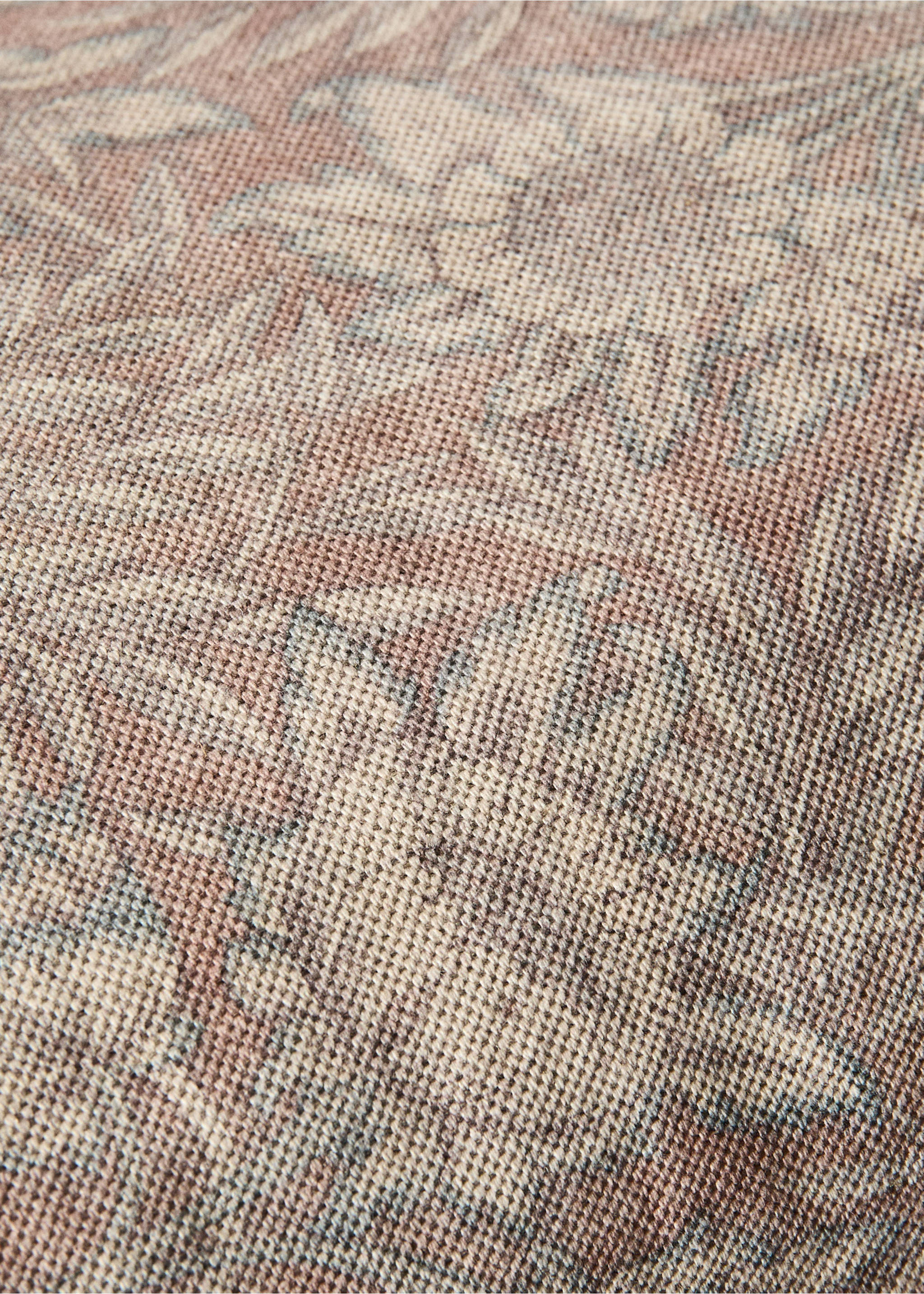 Housse de coussin en coton et lin imprimé fleuri 40 x 60 cm - Détail de l'article 3, Rose. Ref: 37011485-00.