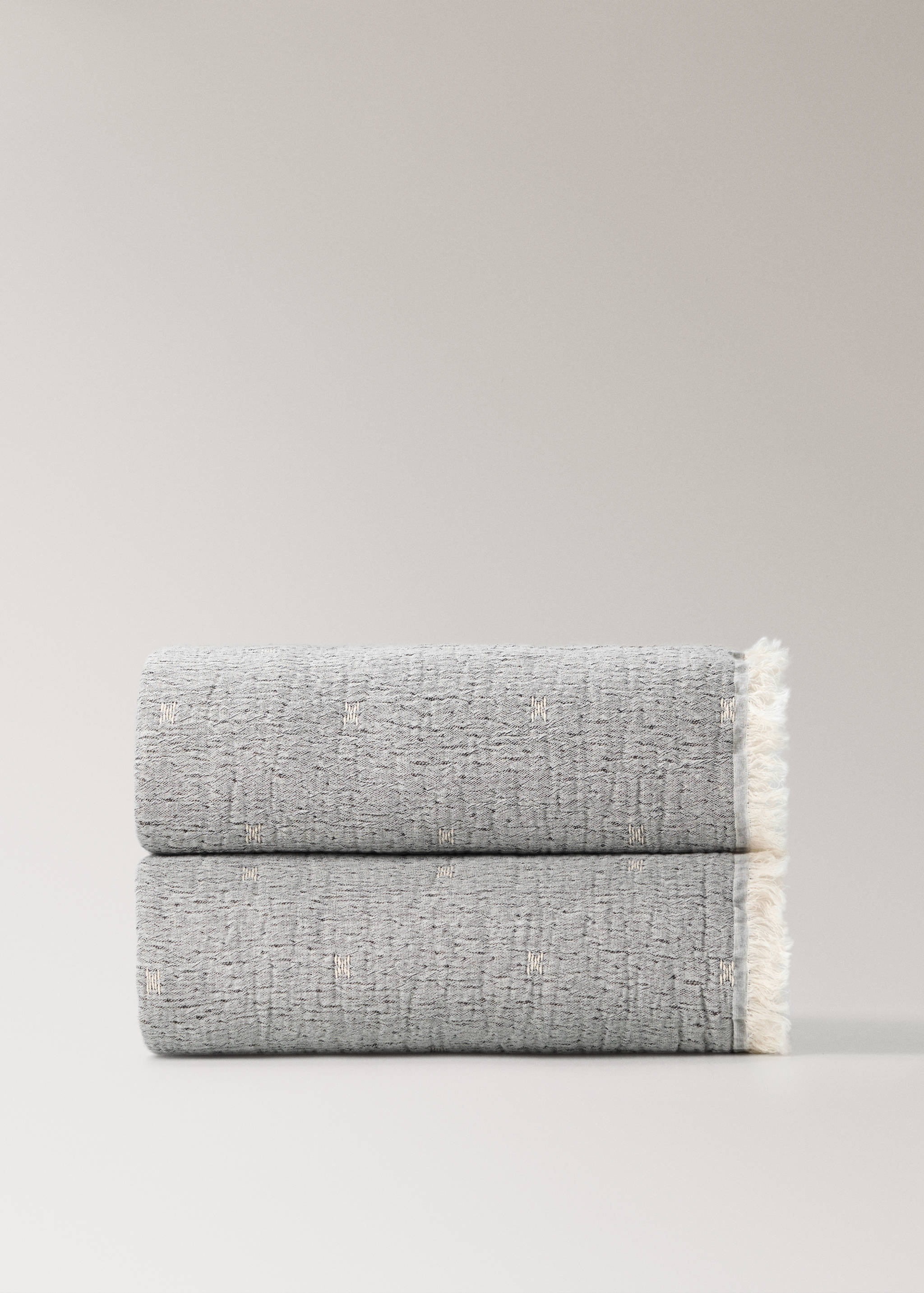 Textured cotton throw with fringes - Article without model