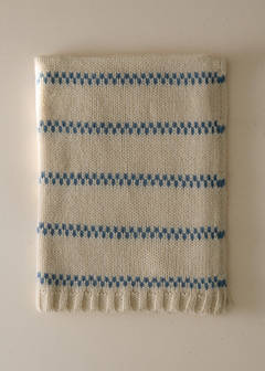 Wool-blend striped throw — Blue 1