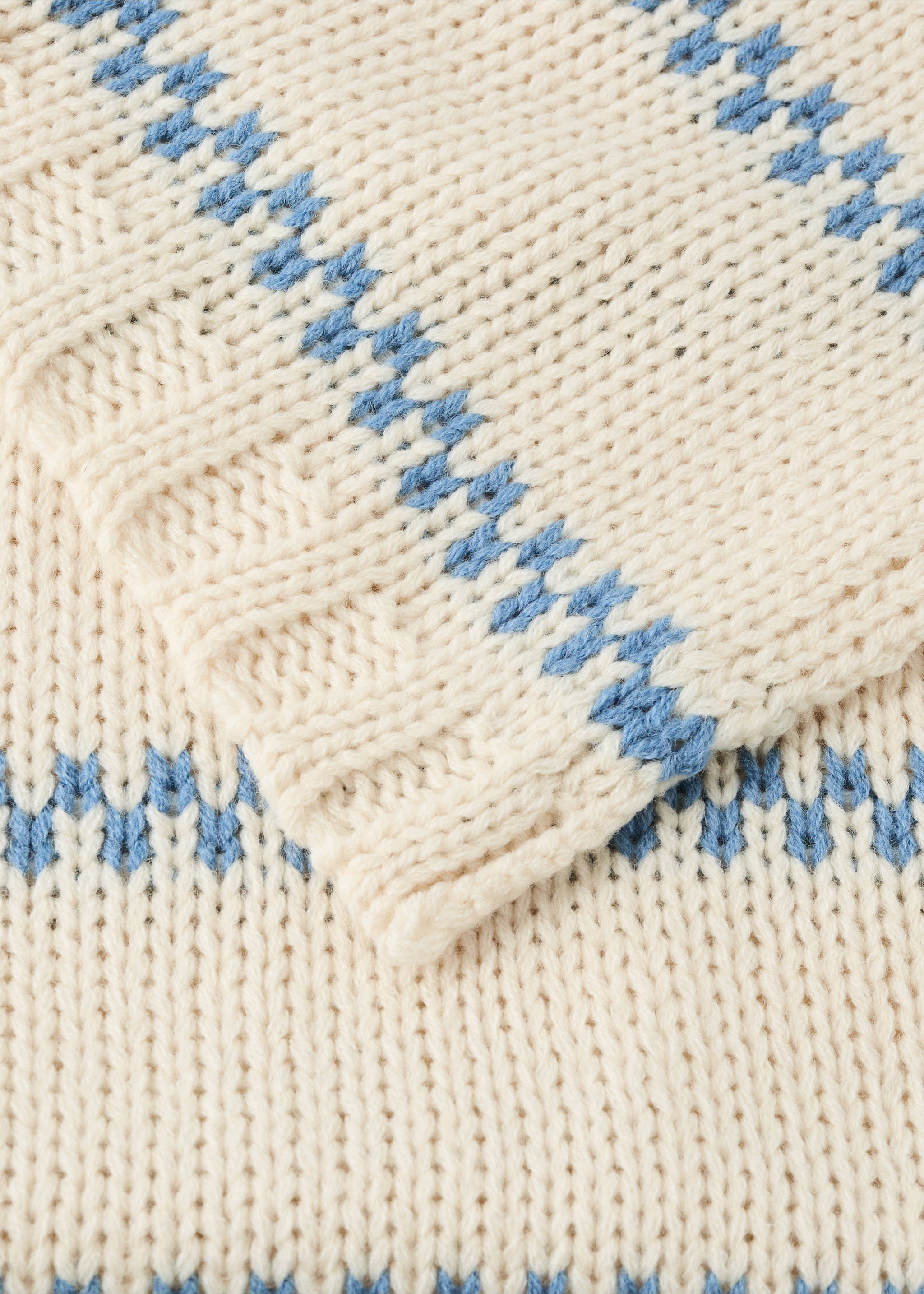 Striped wool blend blanket - Detail zboží 2, Modrá. Ref: 37011491-00.