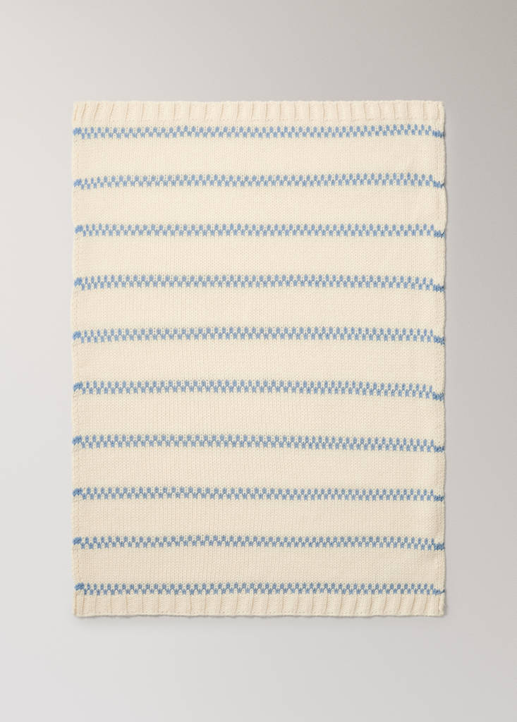 Wool-blend striped throw — Blue