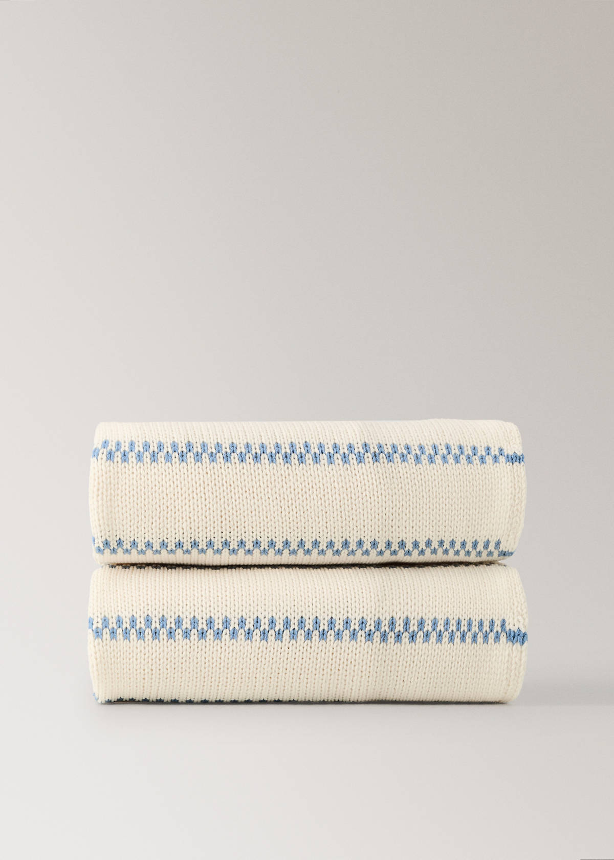 Wool-blend striped throw — Blue