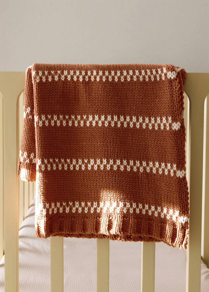 Wool-blend striped throw — Russet