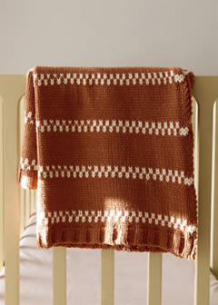 Wool-blend striped throw — Russet 1