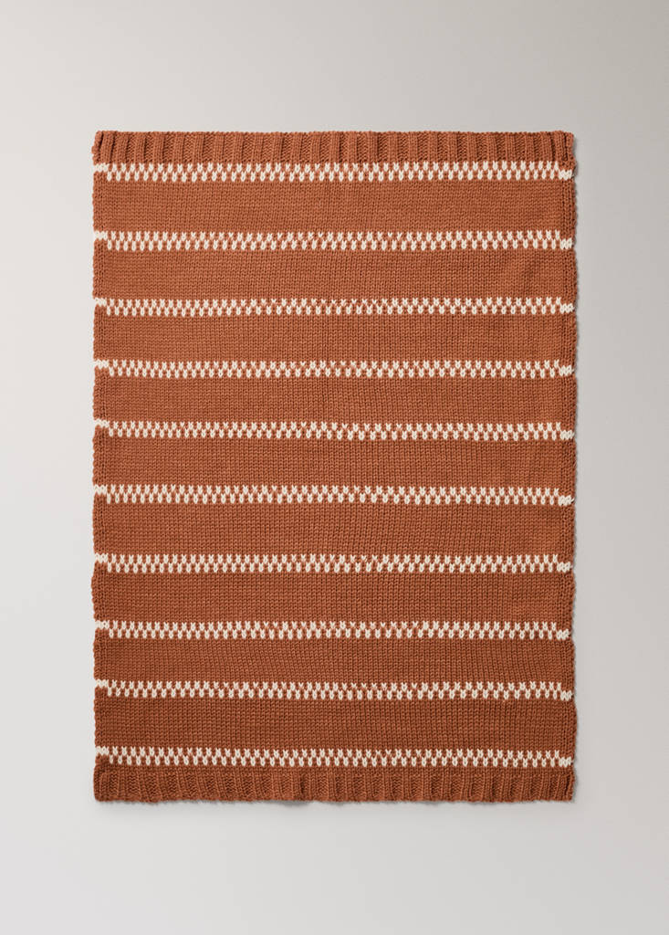 Wool-blend striped throw — Russet
