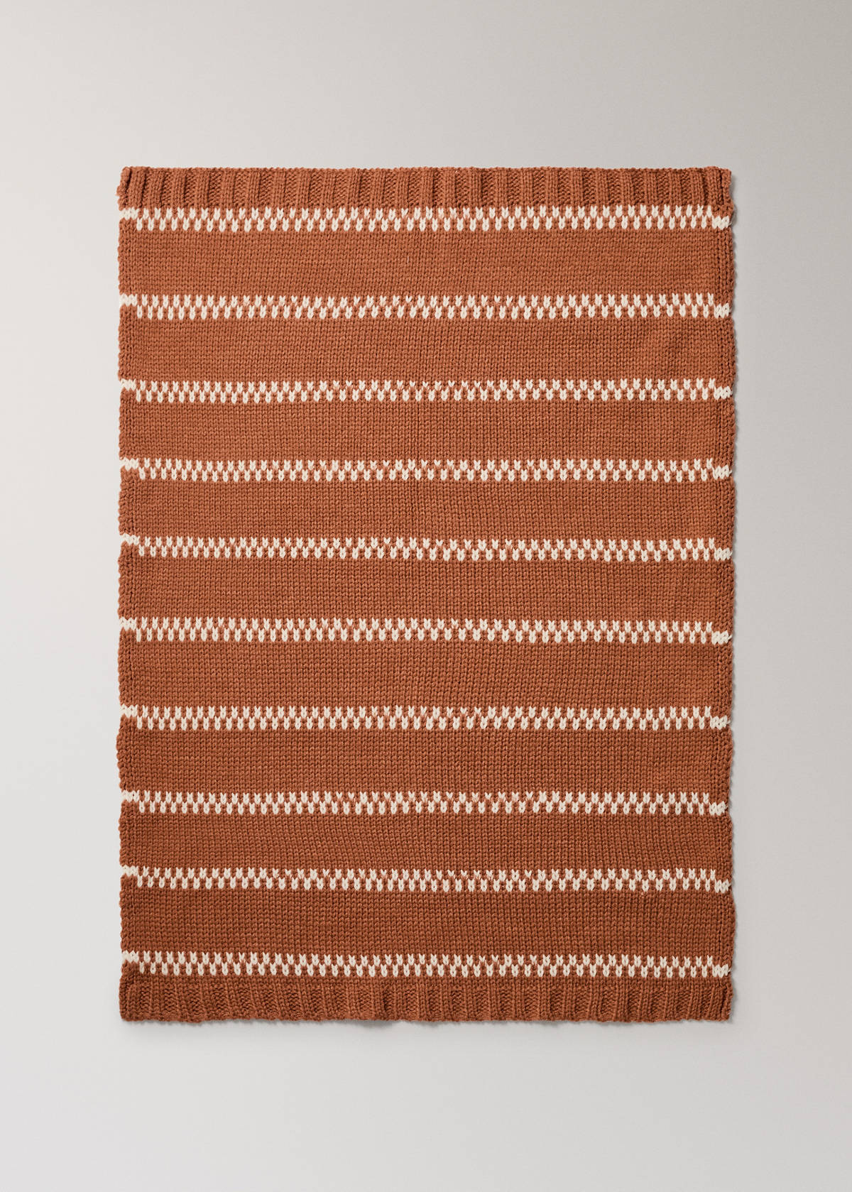 Wool-blend striped throw — Russet