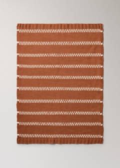 Wool-blend striped throw — Russet 4