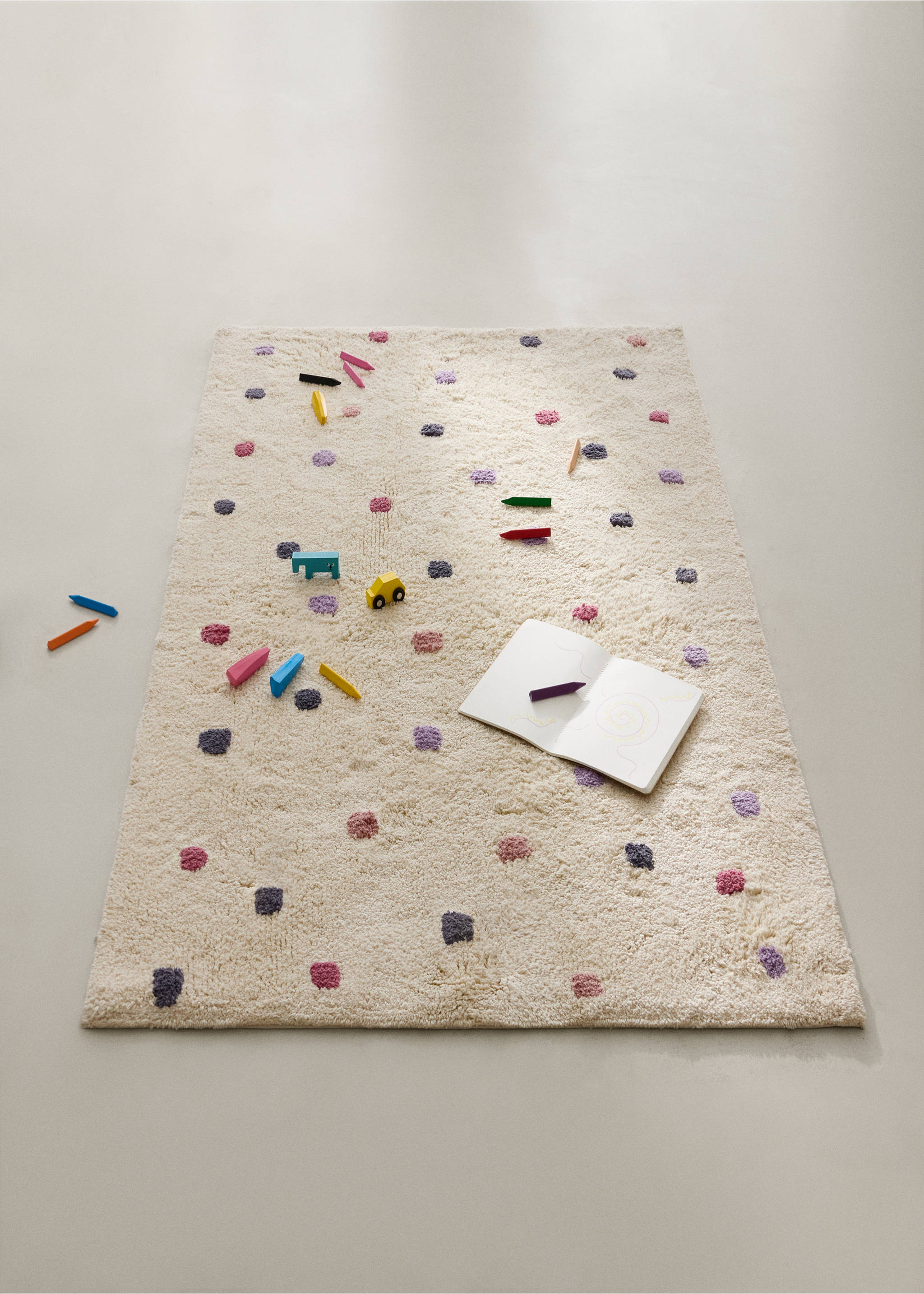 100% cotton tufted polka dot rug - General plane, Light/Pastel Purple. Ref: 37011492-00.