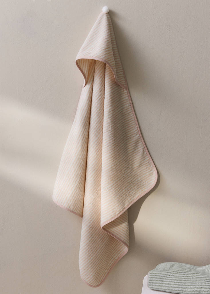 Striped cotton bath cape — Nude