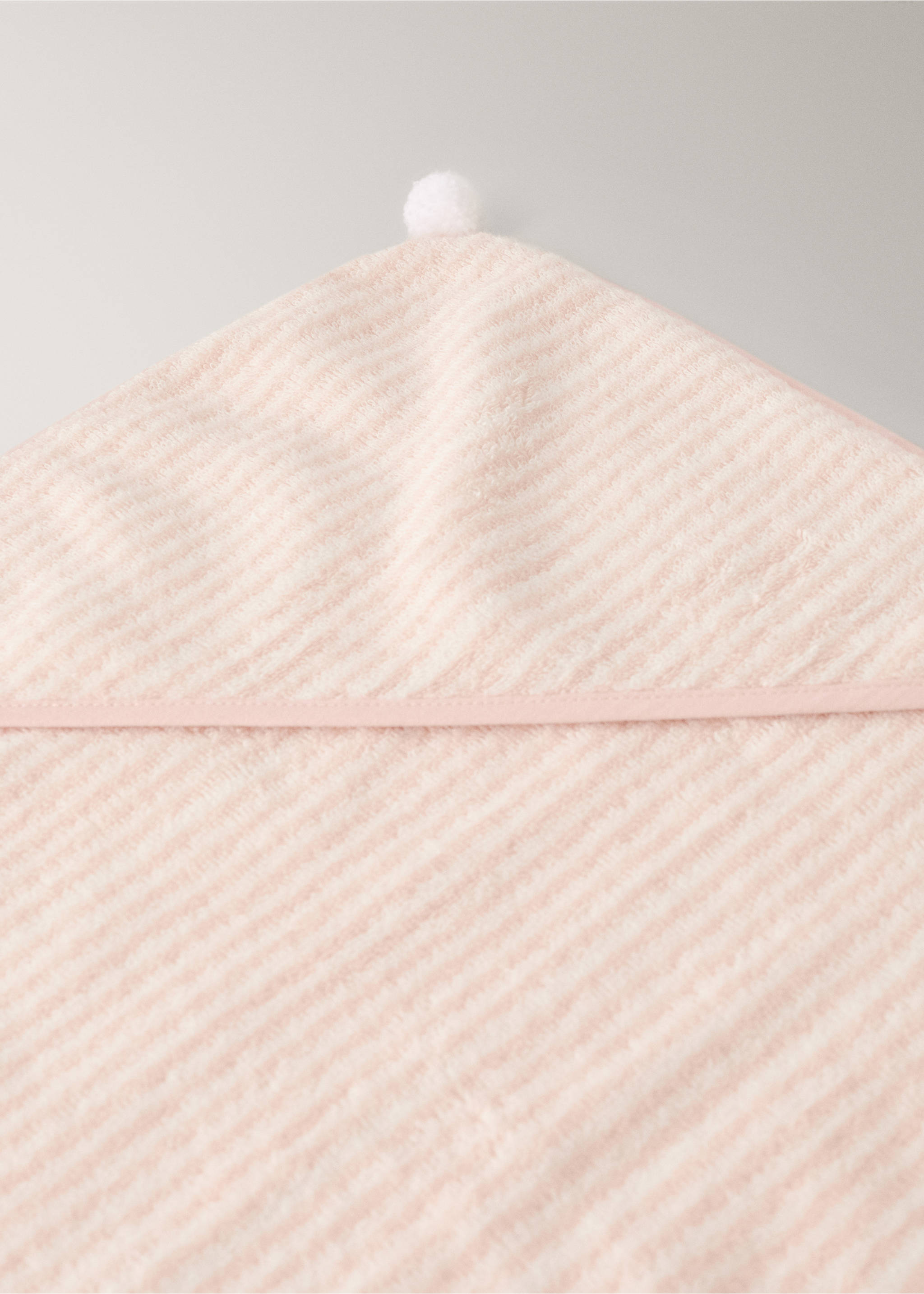 Striped cotton bath cape - Detaljer om artikeln 1, Nude. Ref: 37011498-00.