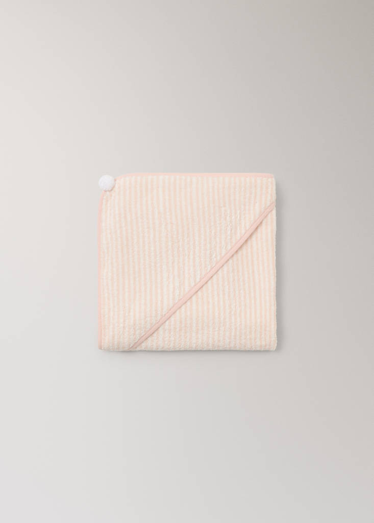 Striped cotton bath cape — Nude