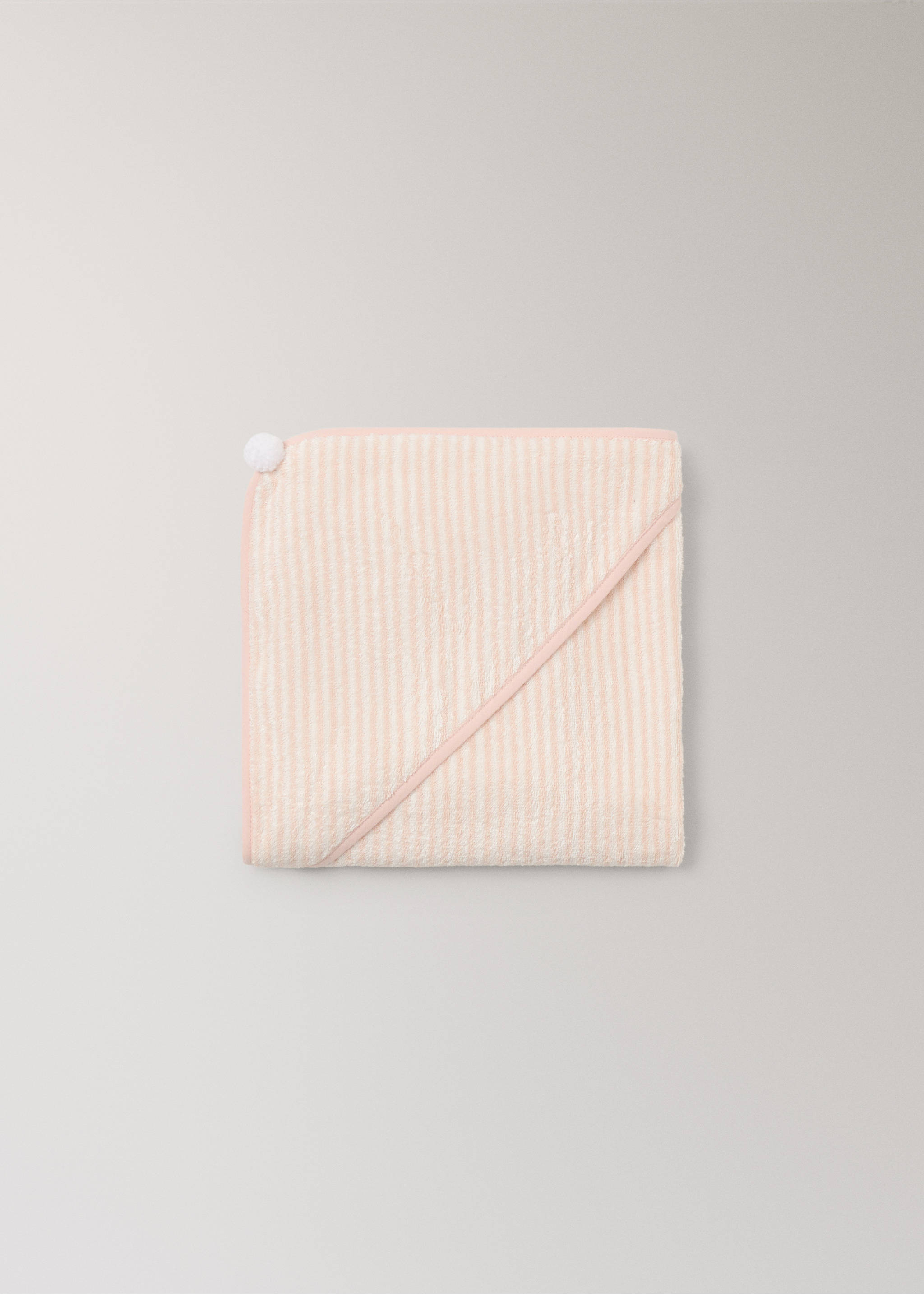 Striped cotton bath cape - Detaljer om artikeln 3, Nude. Ref: 37011498-00.