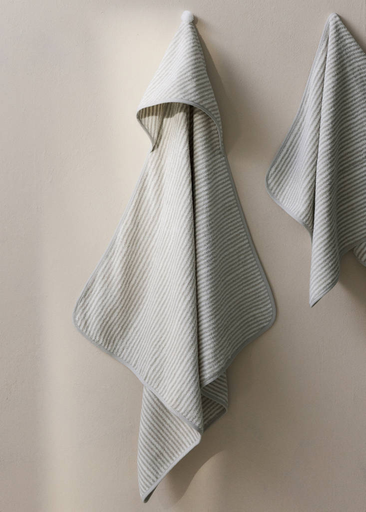 Striped cotton bath cape — Grey