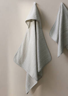 Striped cotton bath cape — Grey 1