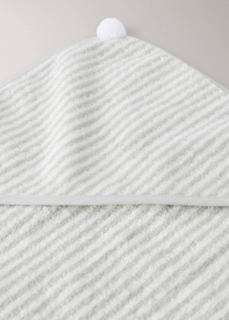 Striped cotton bath cape — Grey
