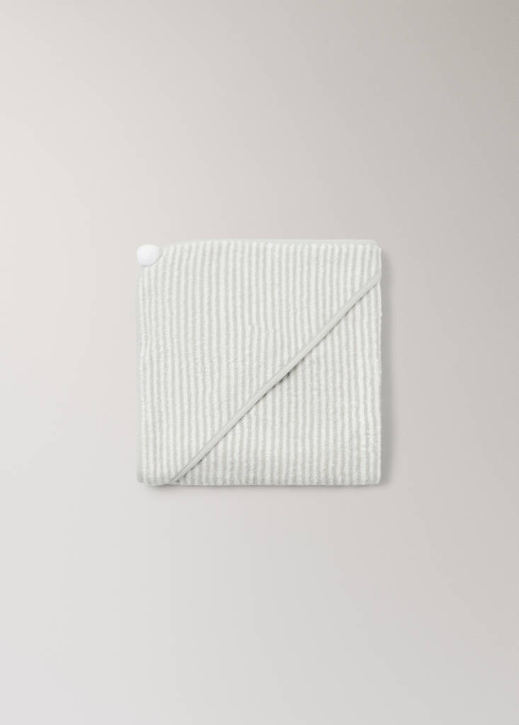 Striped cotton bath cape — Grey