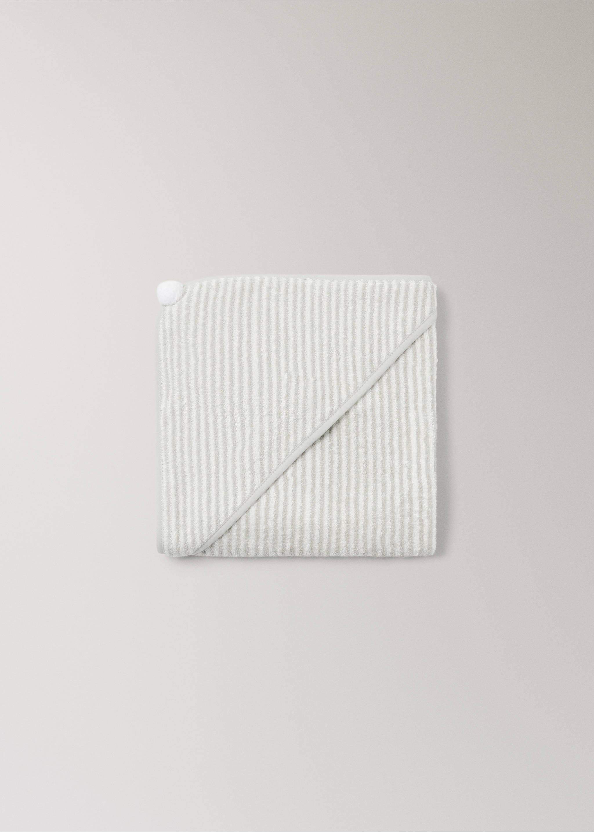 Striped cotton bath cape - Detaljer om artikeln 3, Grå. Ref: 37011498-00.