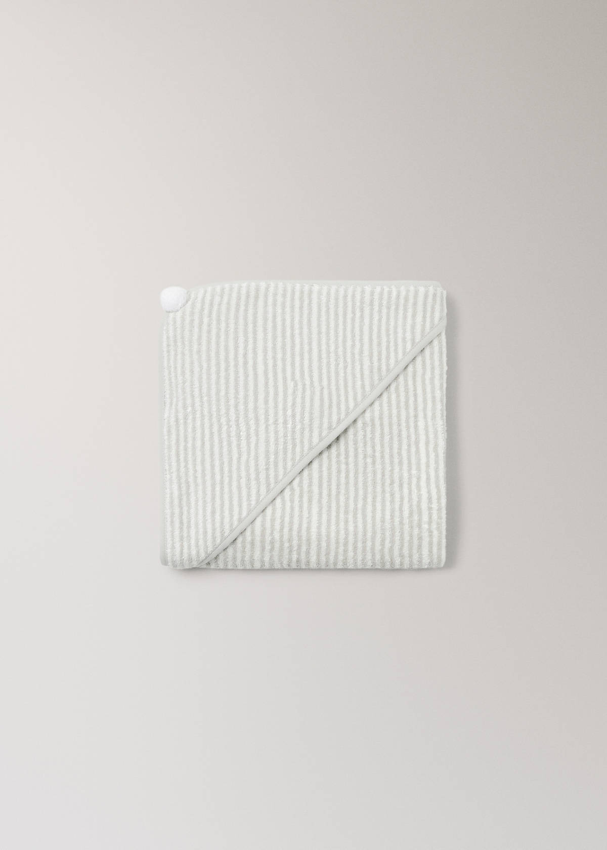 Striped cotton bath cape — Grey