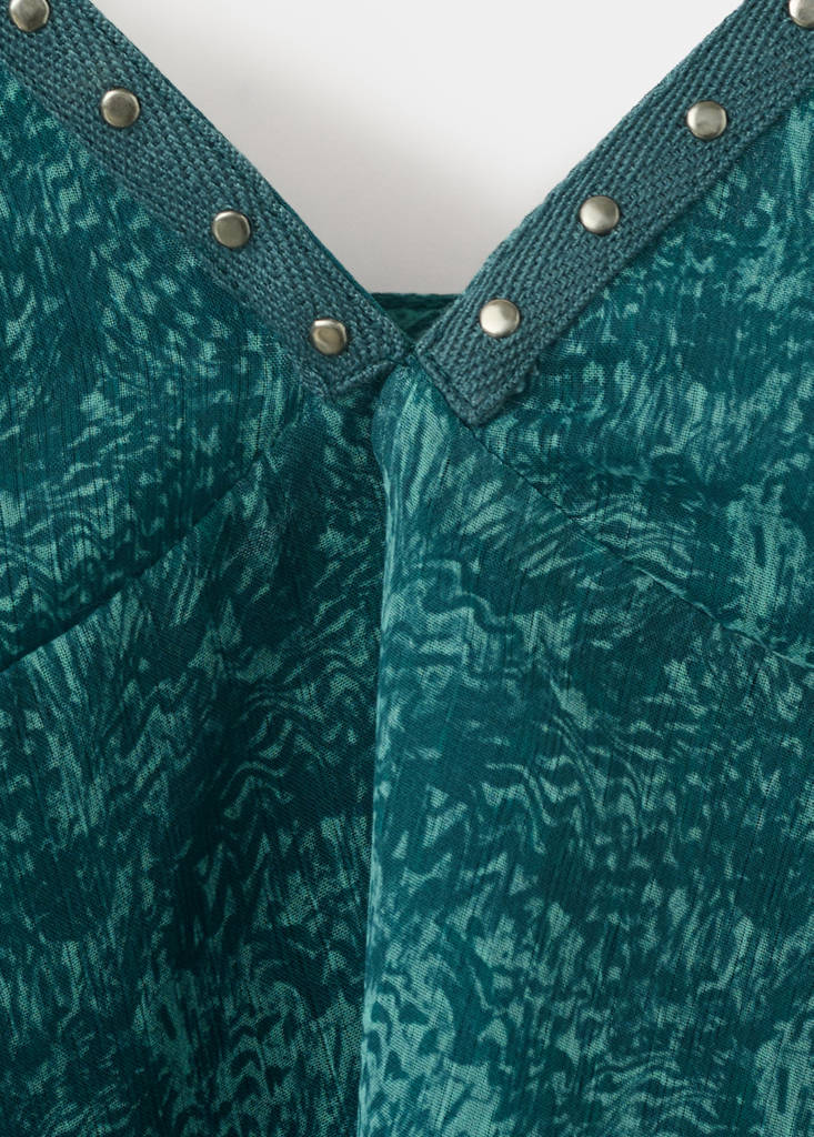 Printed strap top — Petrol Blue