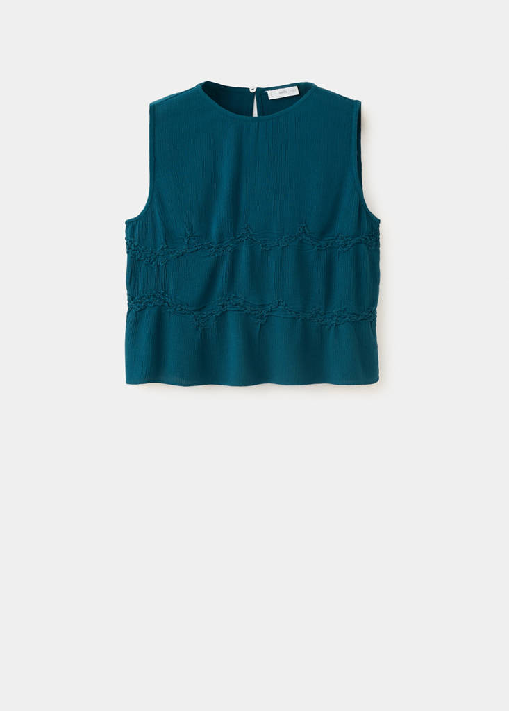 Fluid top with gathered detail — Blue