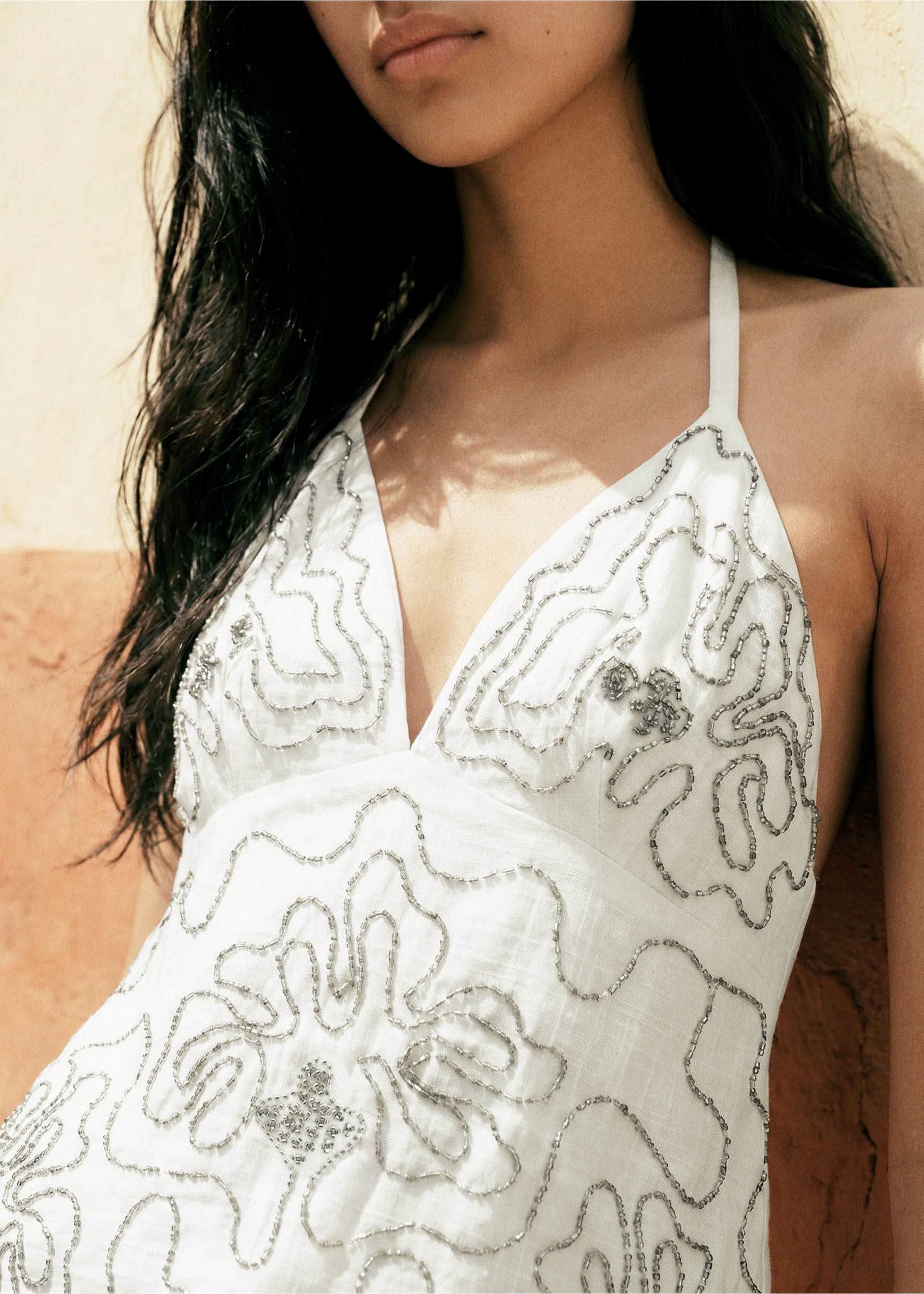Top bordado missangas - Plano médio, Branco-pérola. Ref: 37011514-00.