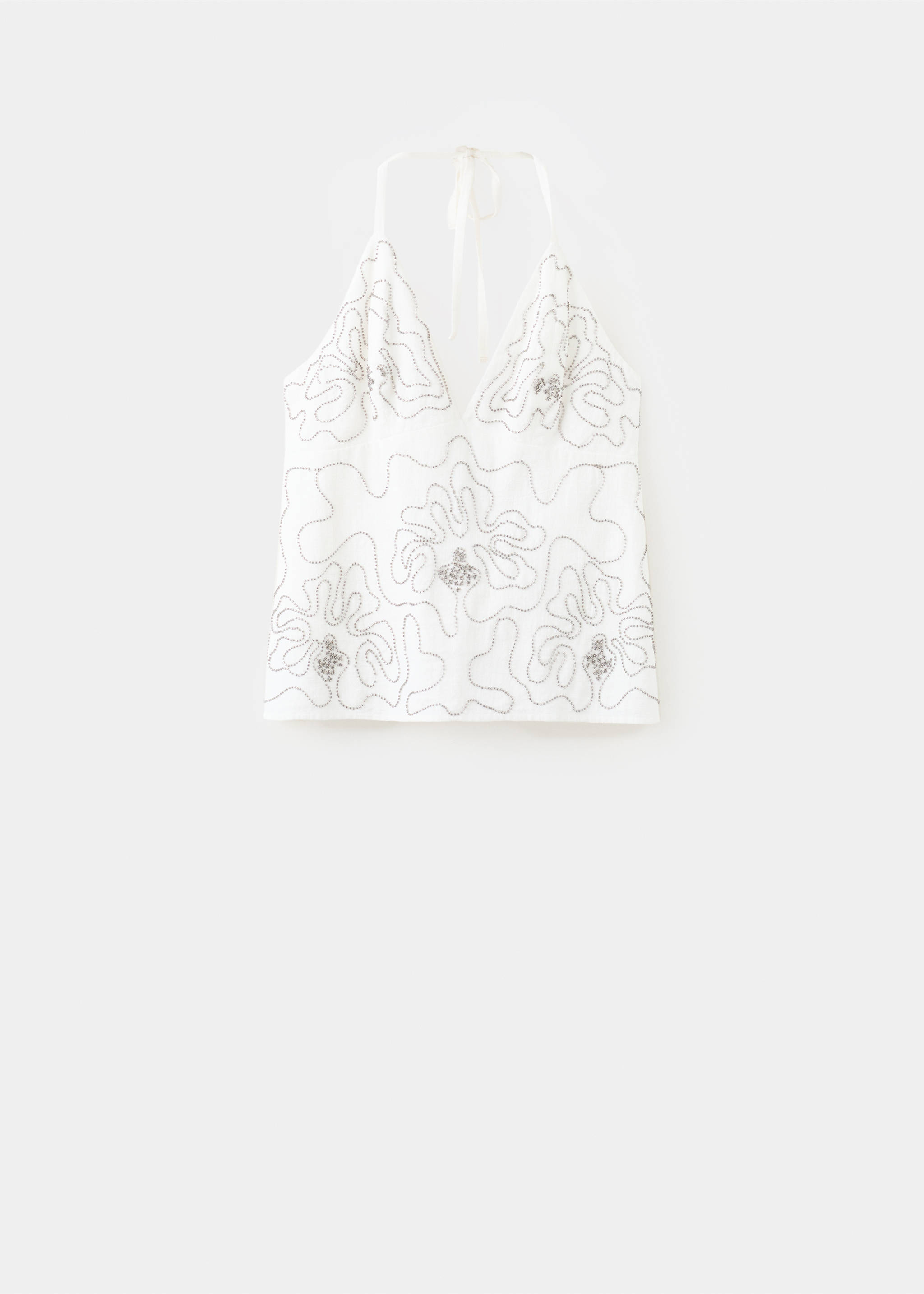 Top bordado missangas - Artigo sem modelo, Branco-pérola. Ref: 37011514-00.