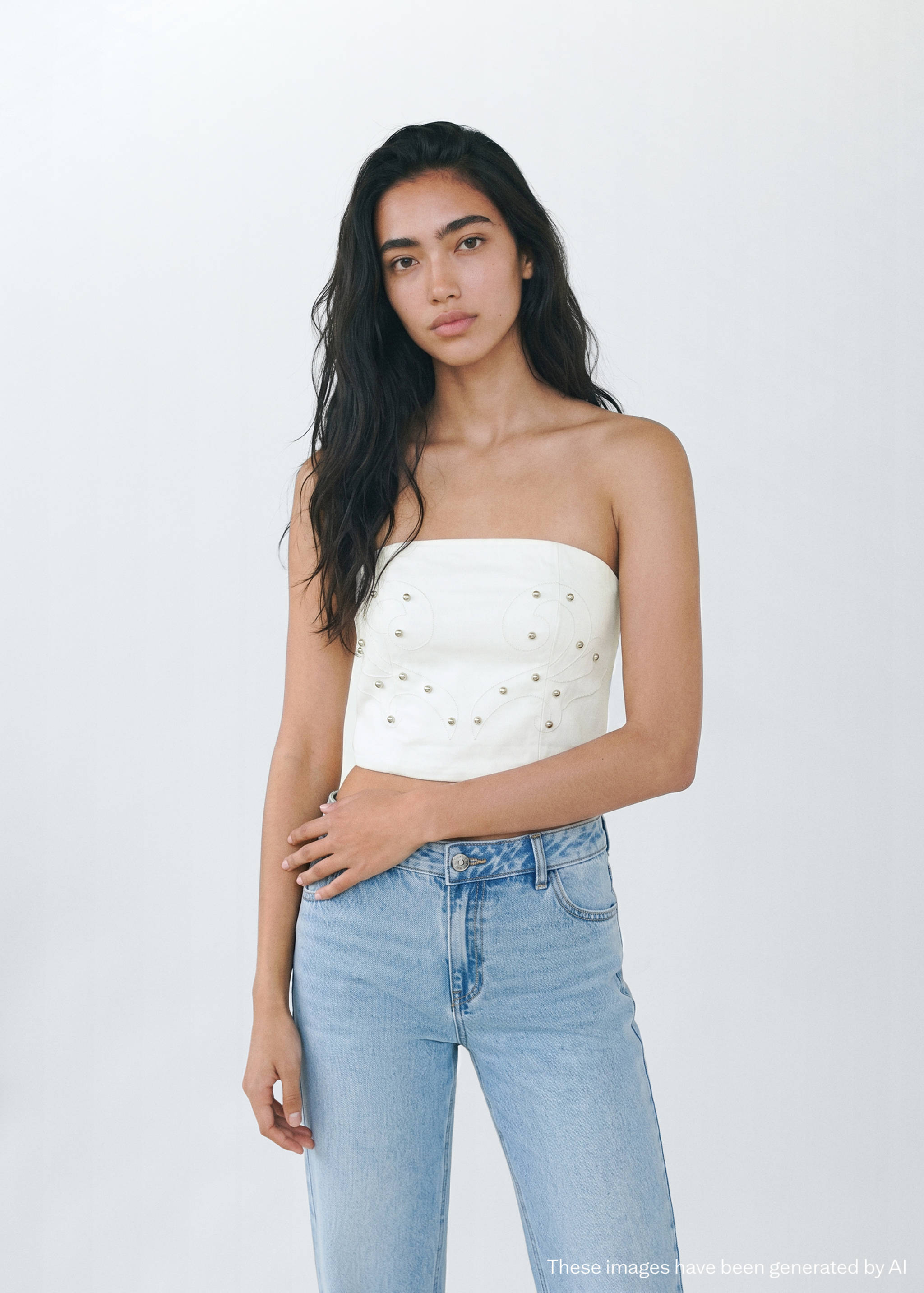 Bandeau top with bead detail - Medium plane