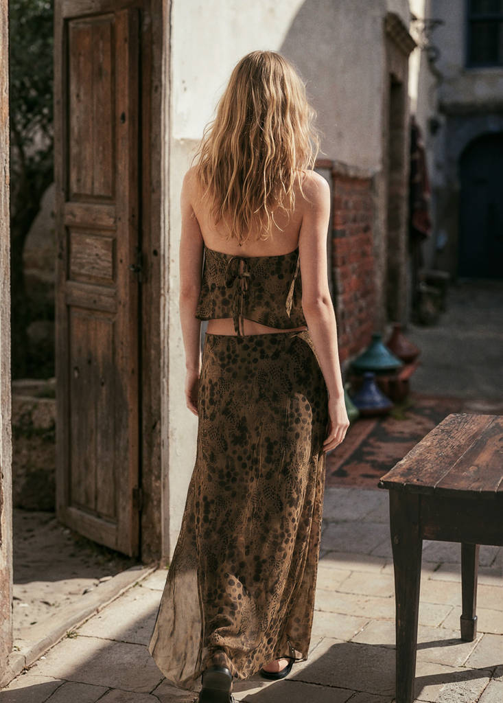 Printed halter top — Russet