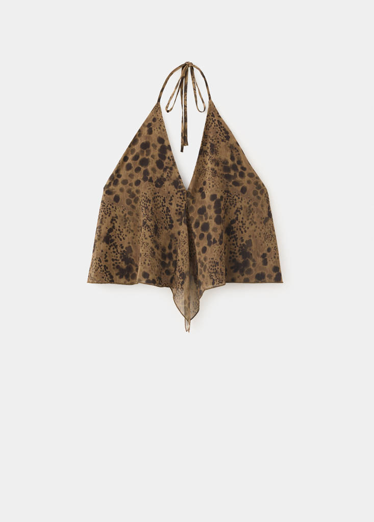 Printed halter top — Russet