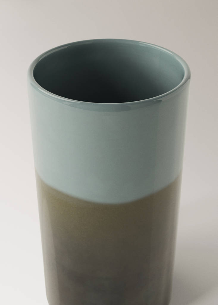 Medium two-tone earthenware vase — Turquoise