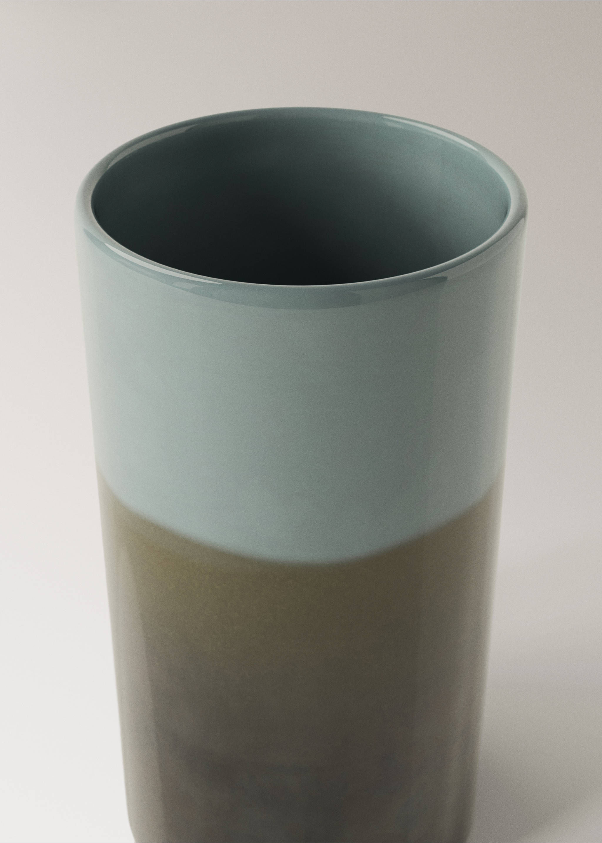 Medium two-tone earthenware vase - Details of the article 1, Turquoise. Ref: 37011519-00.