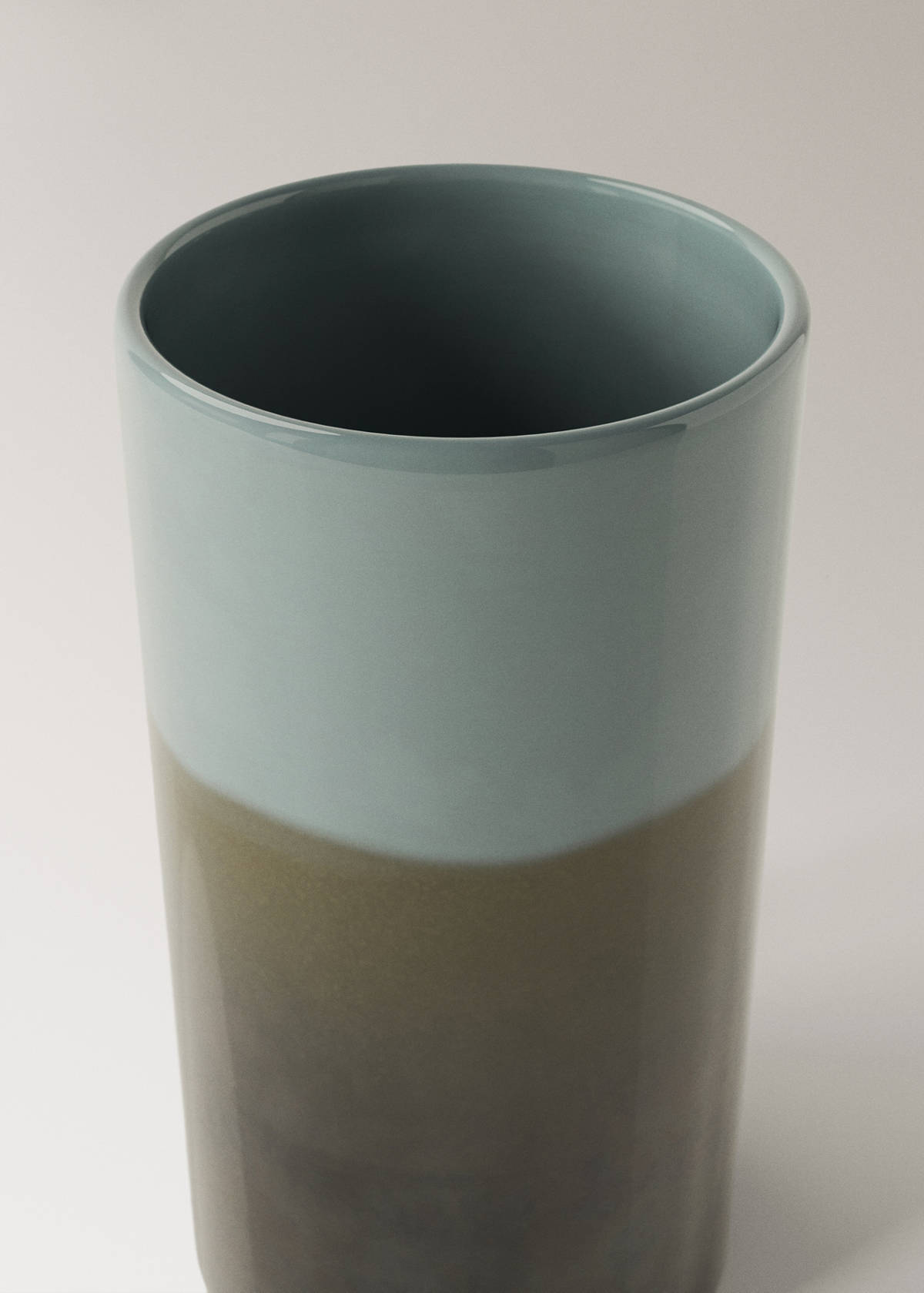 Medium two-tone earthenware vase — Turquoise