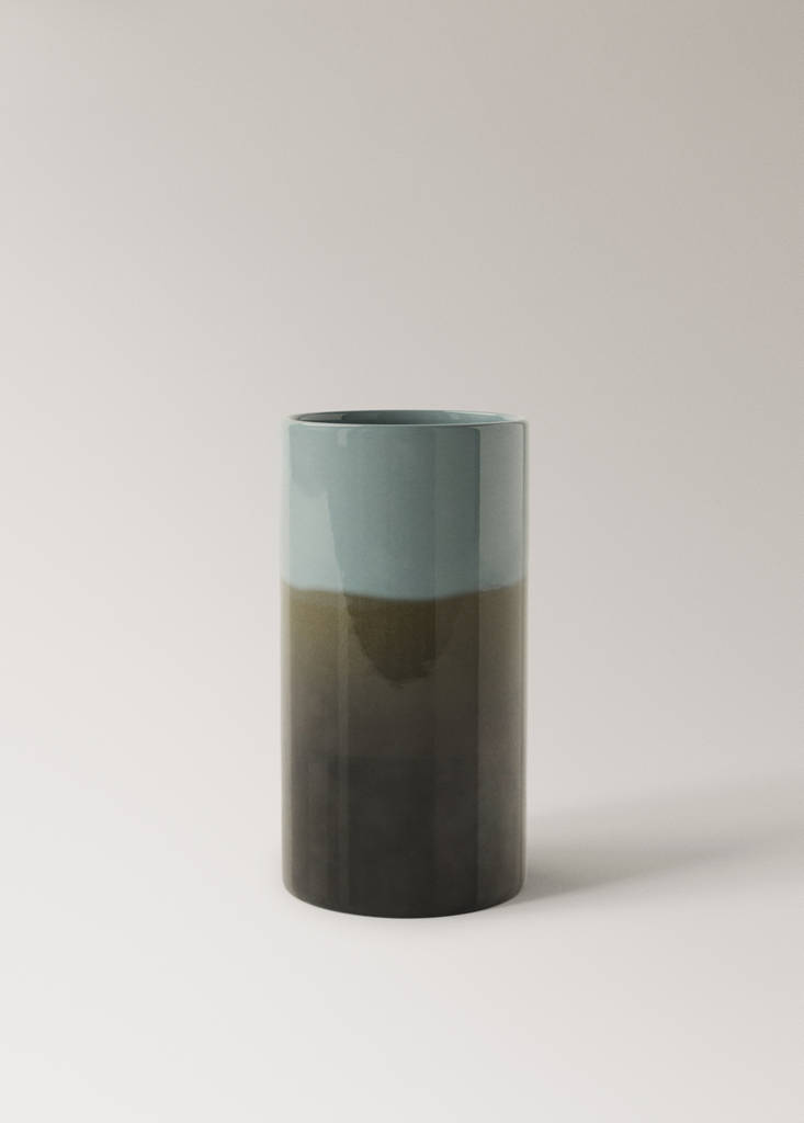 Medium two-tone earthenware vase — Turquoise